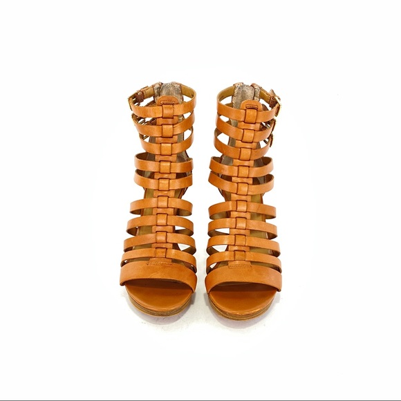 Via Spiga Cognac Leather Gladiator Heels - Picture 5 of 13